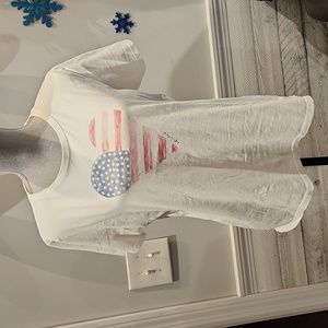 Life Is Good White Tee with American Flag Heart
